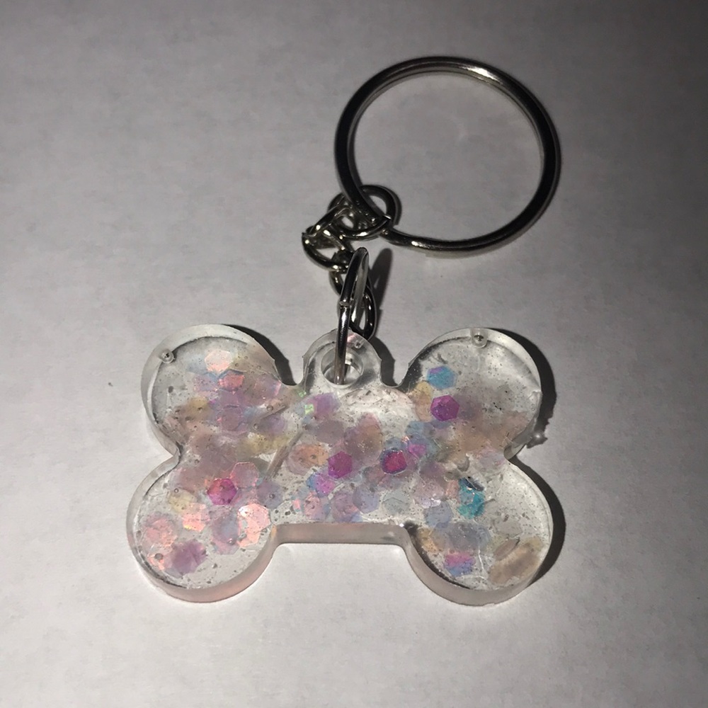 Custom epoxy mini bone 🦴 keychain with mermaid 🧜‍♀️ glitter ✨